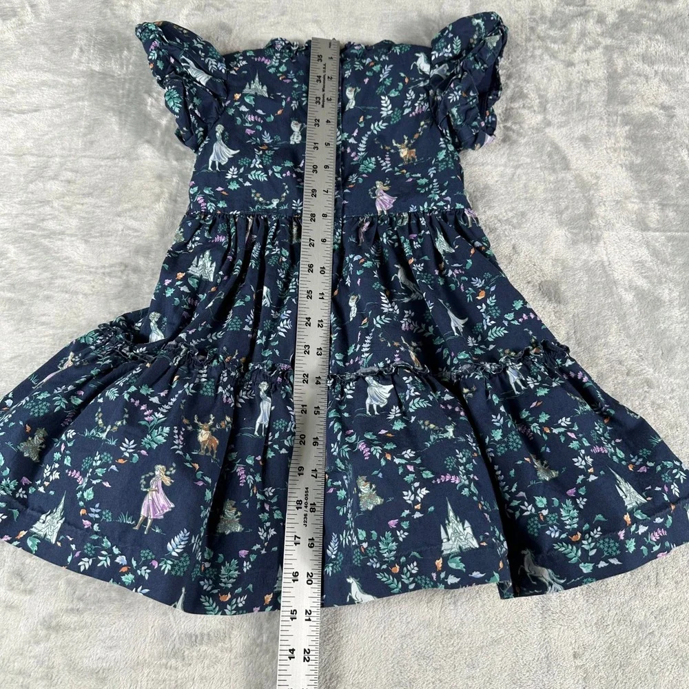 Disney x Janie and Jack Frozen Dress Girls 2T Navy Blue Floral Ruffle Tiered